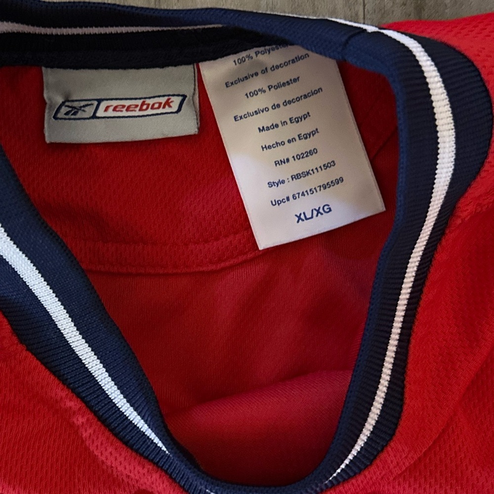Red Reebok Jersey T-Shirt with Black Trim - Picture 2 of 4